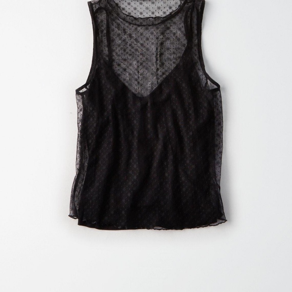 AE Soft & Sexy Mesh Mock-Neck Top